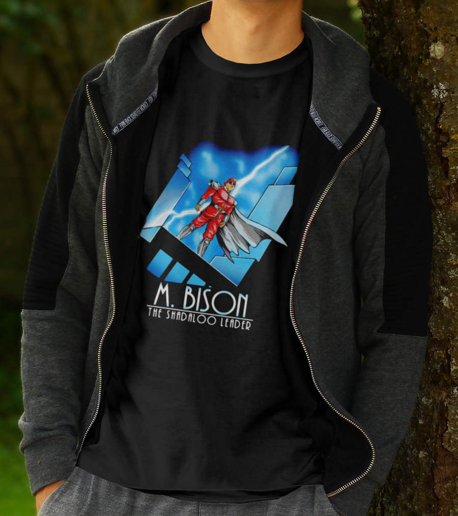 M. Bison The Shadaloo Leader Character With Lightning And Cityscape T-Shirt