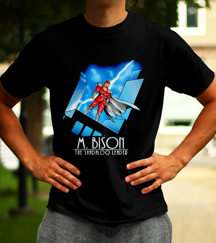 M. Bison The Shadaloo Leader Character With Lightning And Cityscape T-Shirt