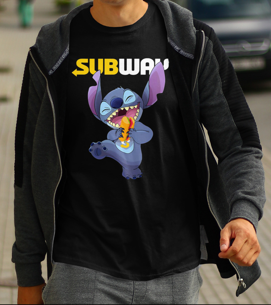 SUBWAY Stitch Eating Hotdog T-Shirt