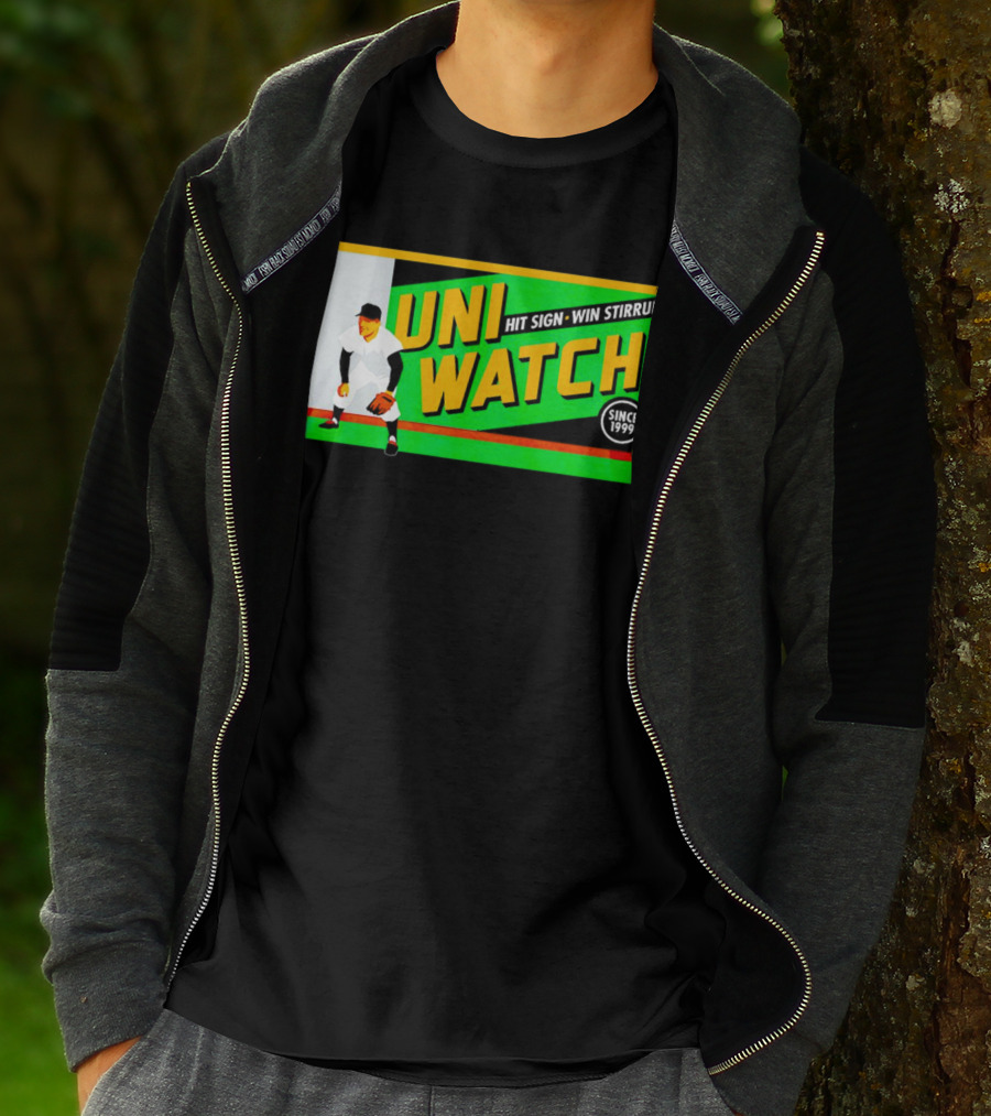 UNI WATCH Hit Sign Win Stirrups Since 1999 T-Shirt