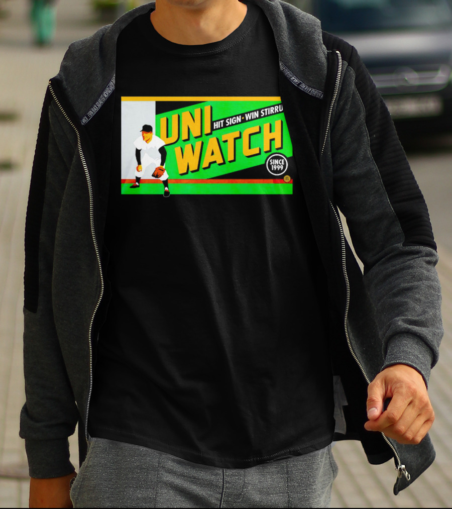 UNI WATCH Hit Sign Win Stirrups Since 1999 T-Shirt
