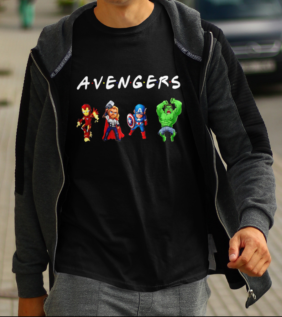 Avengers Iron Man Thor Captain America Hulk Chibi Characters T-Shirt