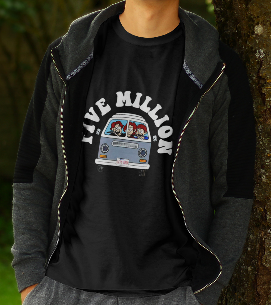 Five Million Let's Trip Cartoon Van Journey T-Shirt