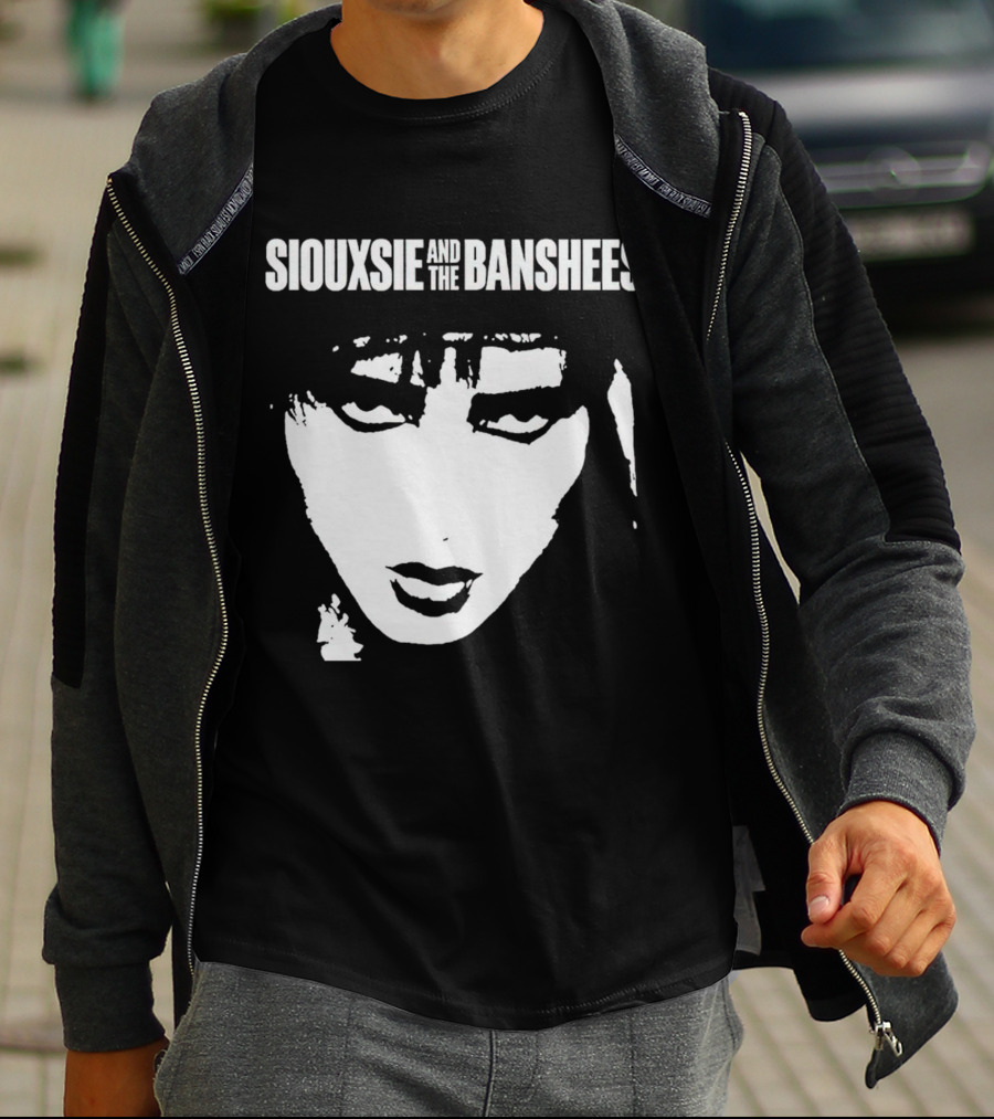 Siouxsie And The Banshees Bold Black And White Stylized Face T-Shirt