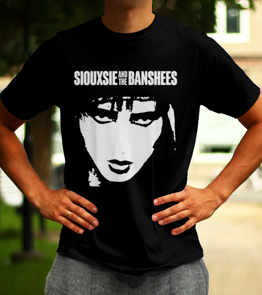 Siouxsie And The Banshees Bold Black And White Stylized Face T-Shirt