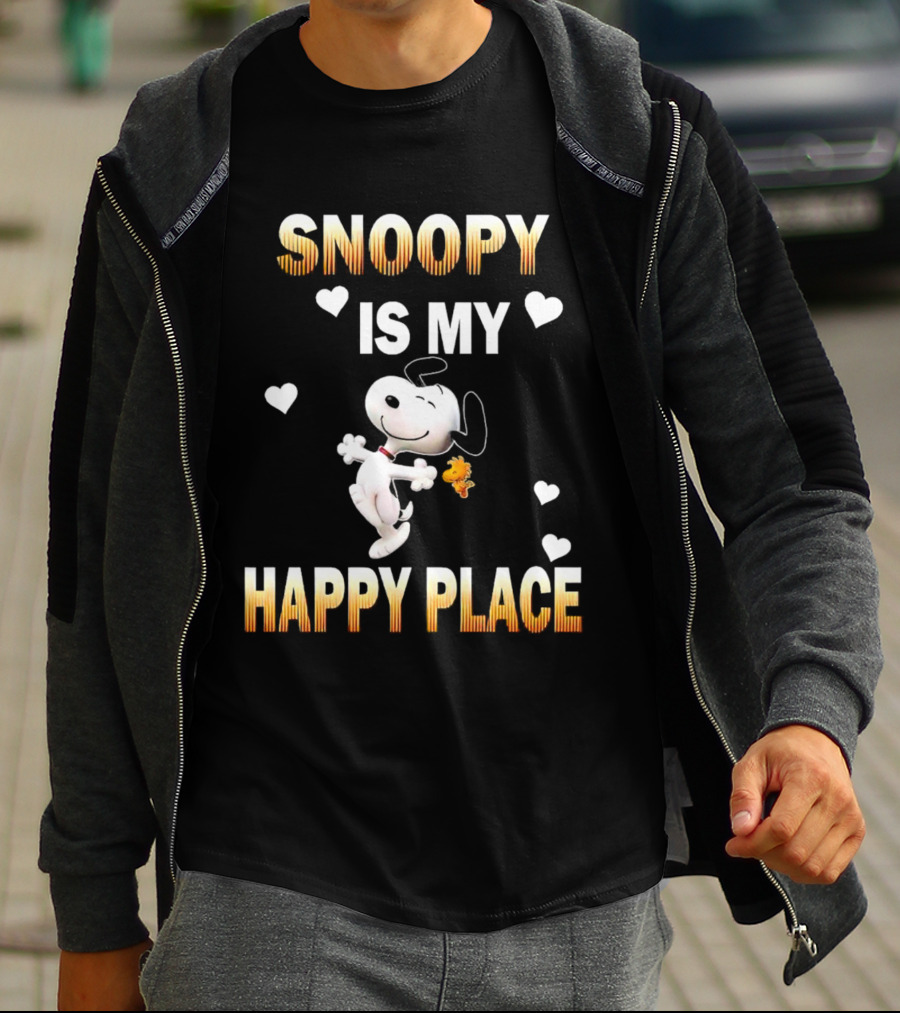 Snoopy Is My Happy Place Hearts Woodstock T-Shirt