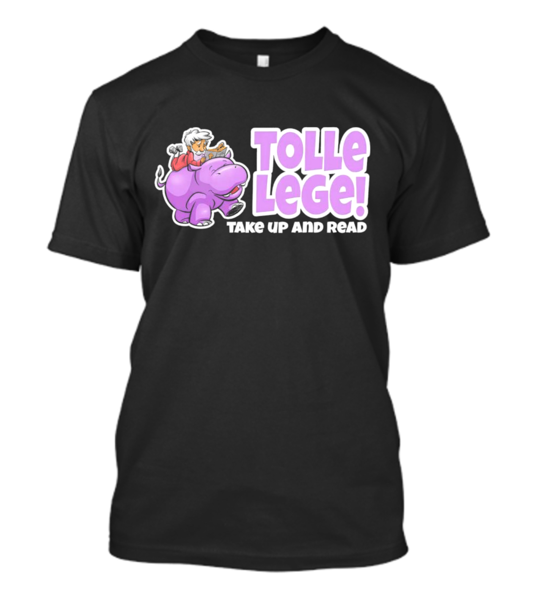 Tolle Lege Take Up And Read Purple Hippo And Child Reading T-Shirt