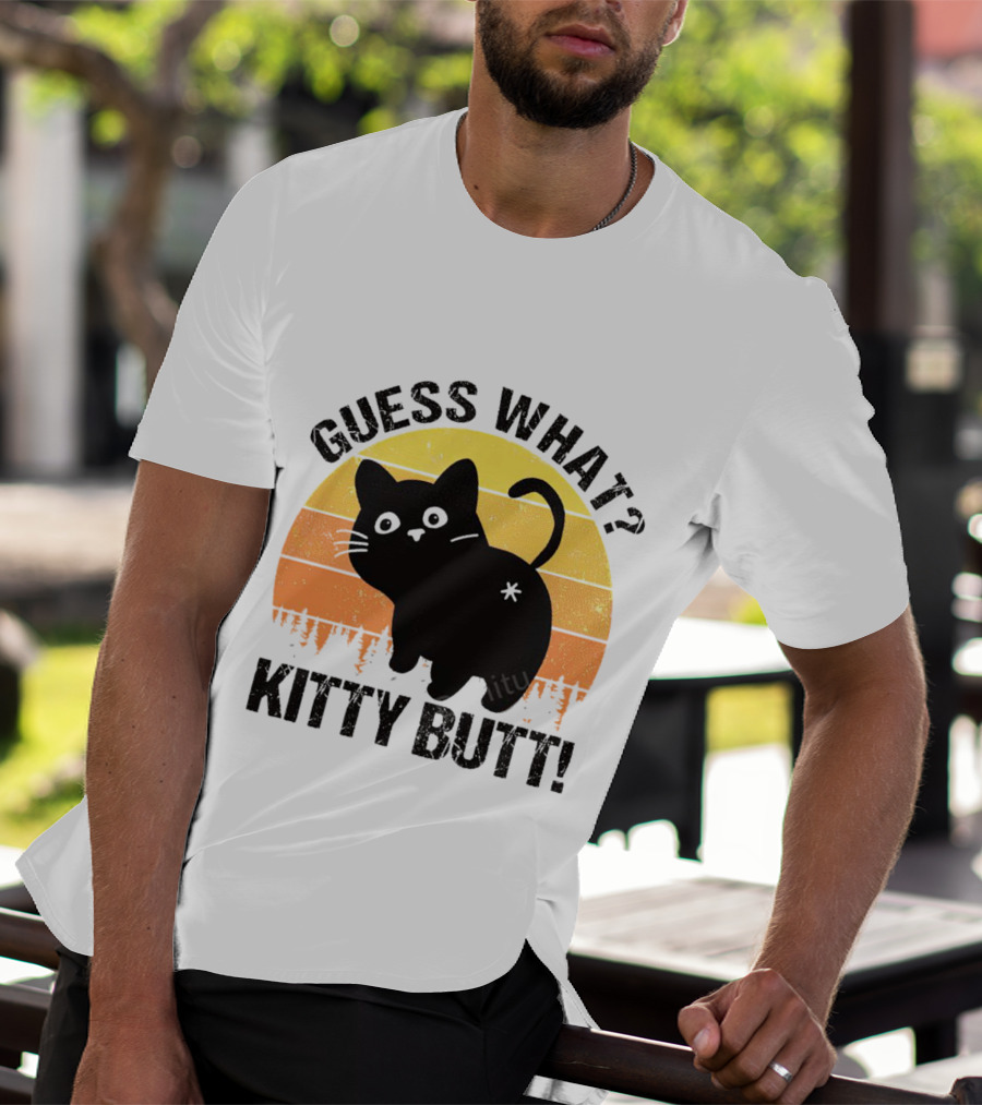 Guess What Kitty Butt Retro Sunset Forest T-Shirt