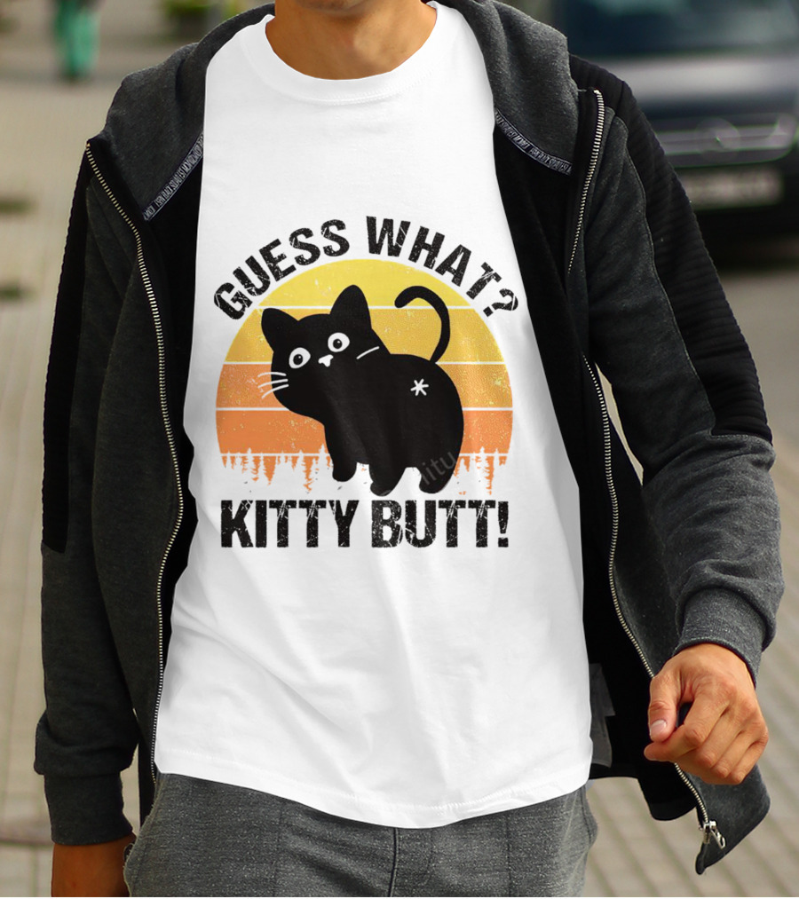 Guess What Kitty Butt Retro Sunset Forest T-Shirt