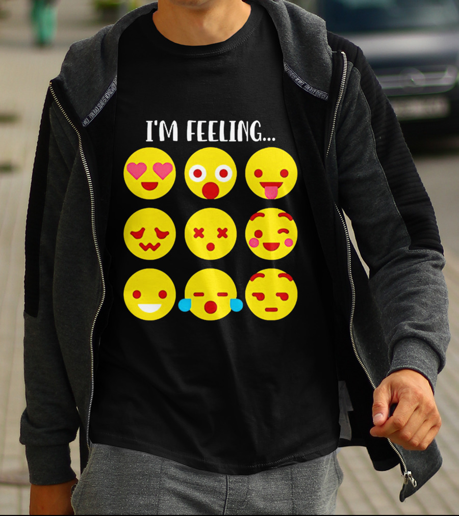 I'm Feeling Emoticon Mood Swings Expressed Through Emoji Faces T-Shirt