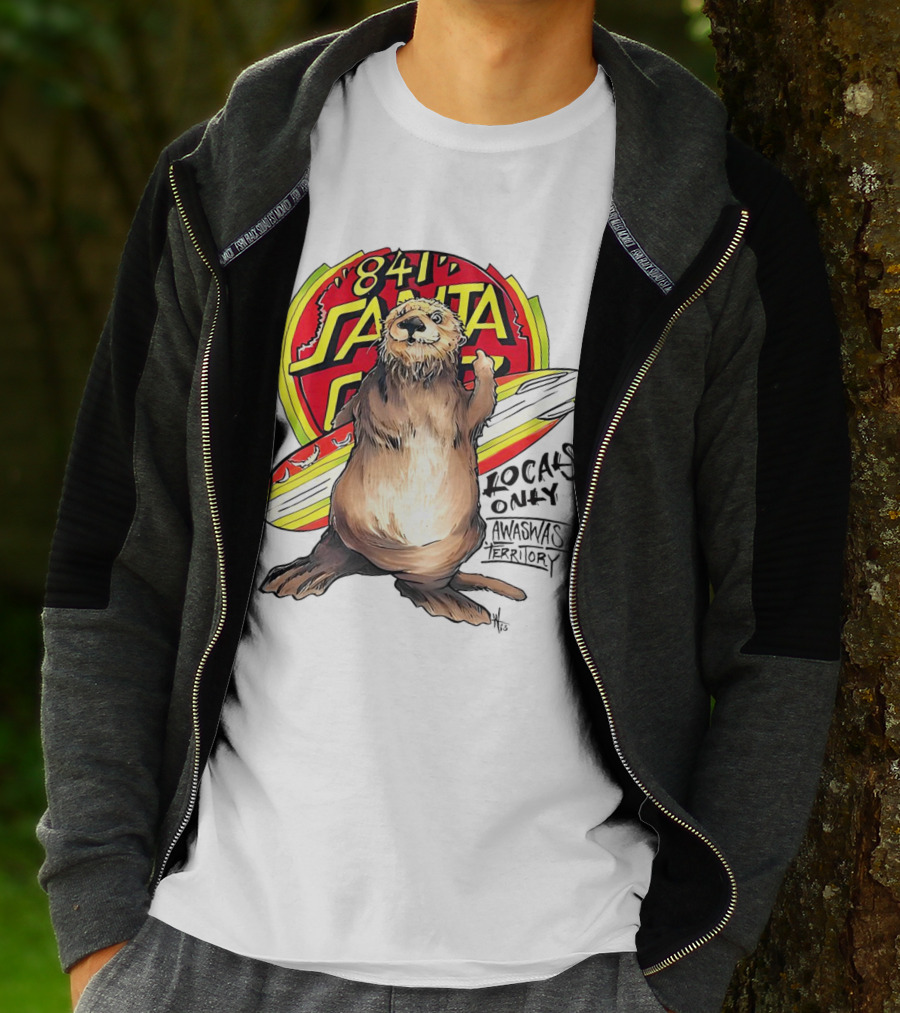 Otter 841 Santa Cruz Locals Only Awaswas Territory Surfing T-Shirt