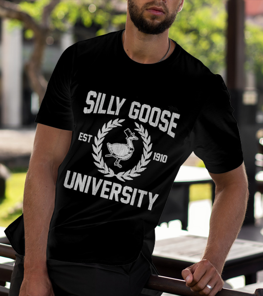 Silly Goose University Est 1910 Top Hat Laurel Crest T-Shirt