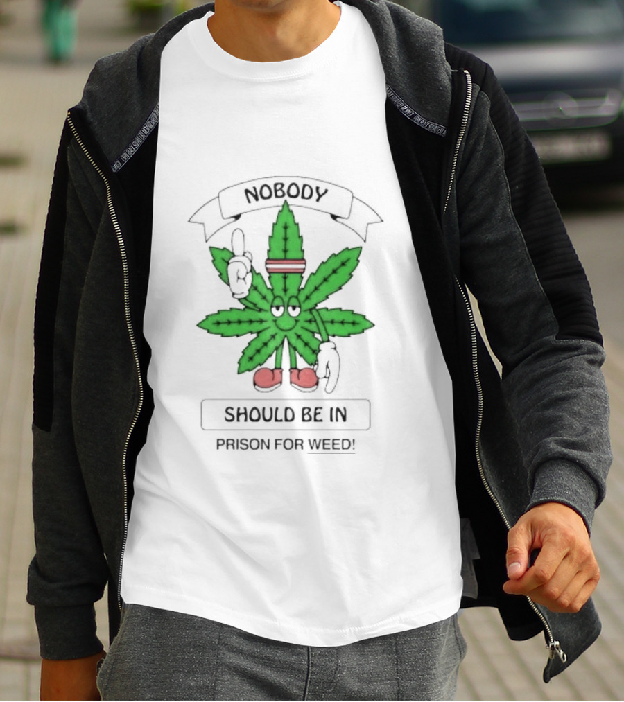 Nobody Should Be In Prison For Weed Leaf Character T-Shirt