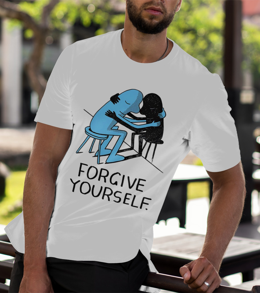 Forgive Yourself Embracing Blue And Black Figures T-Shirt