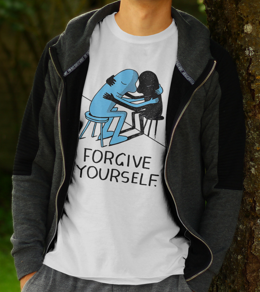 Forgive Yourself Embracing Blue And Black Figures T-Shirt