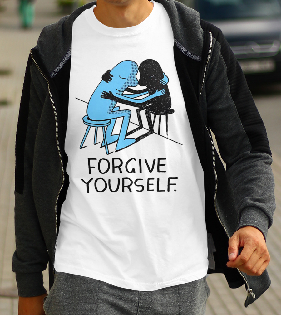 Forgive Yourself Embracing Blue And Black Figures T-Shirt