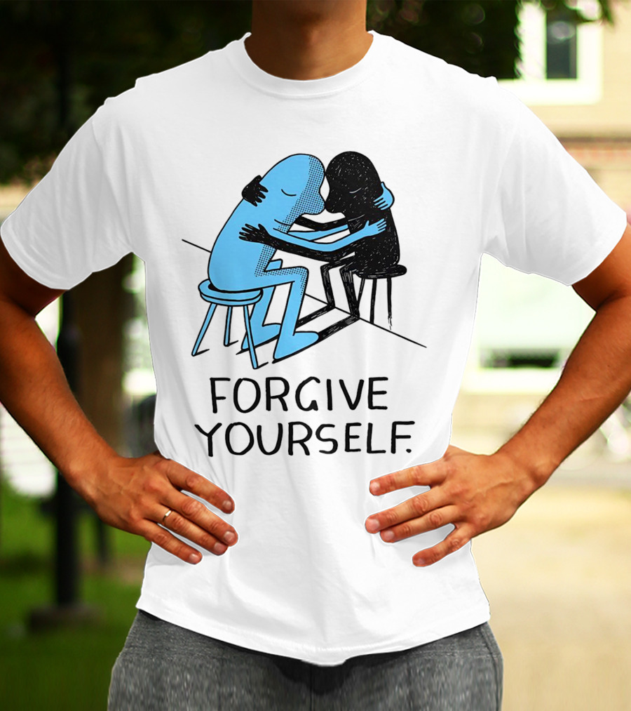 Forgive Yourself Embracing Blue And Black Figures T-Shirt