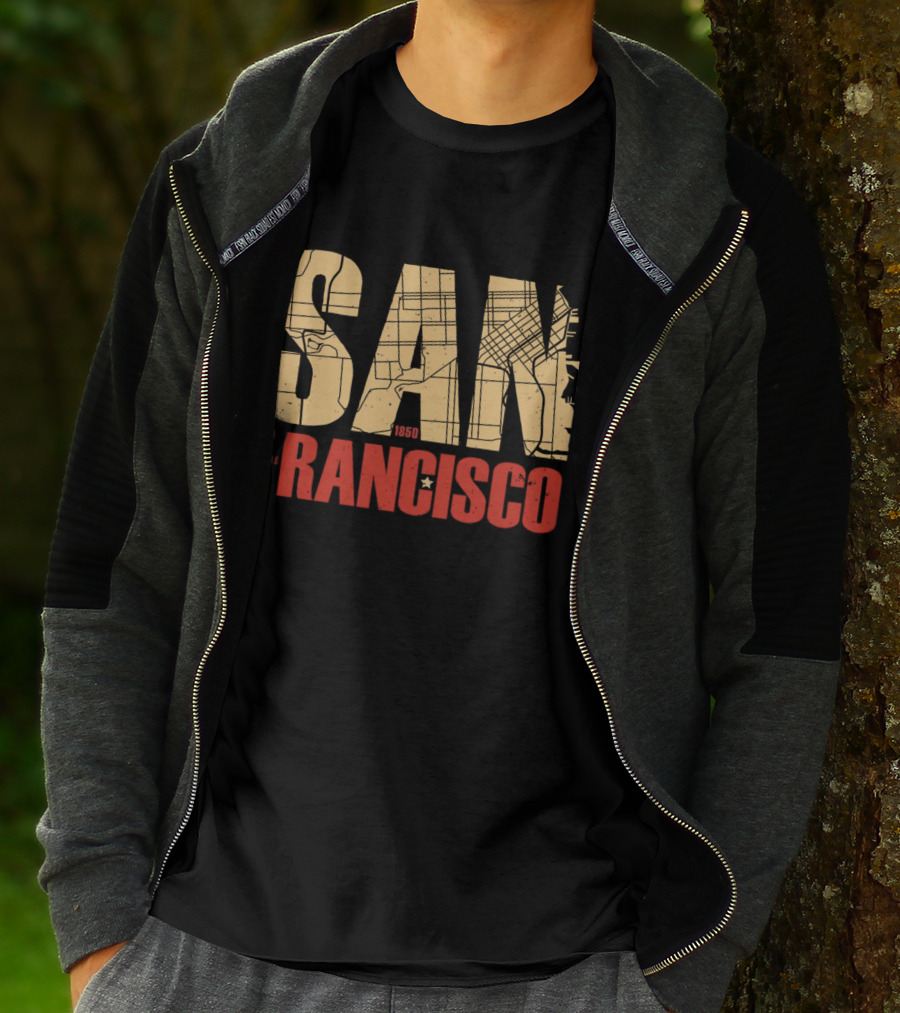 San Francisco 1850 Map Typography T-Shirt