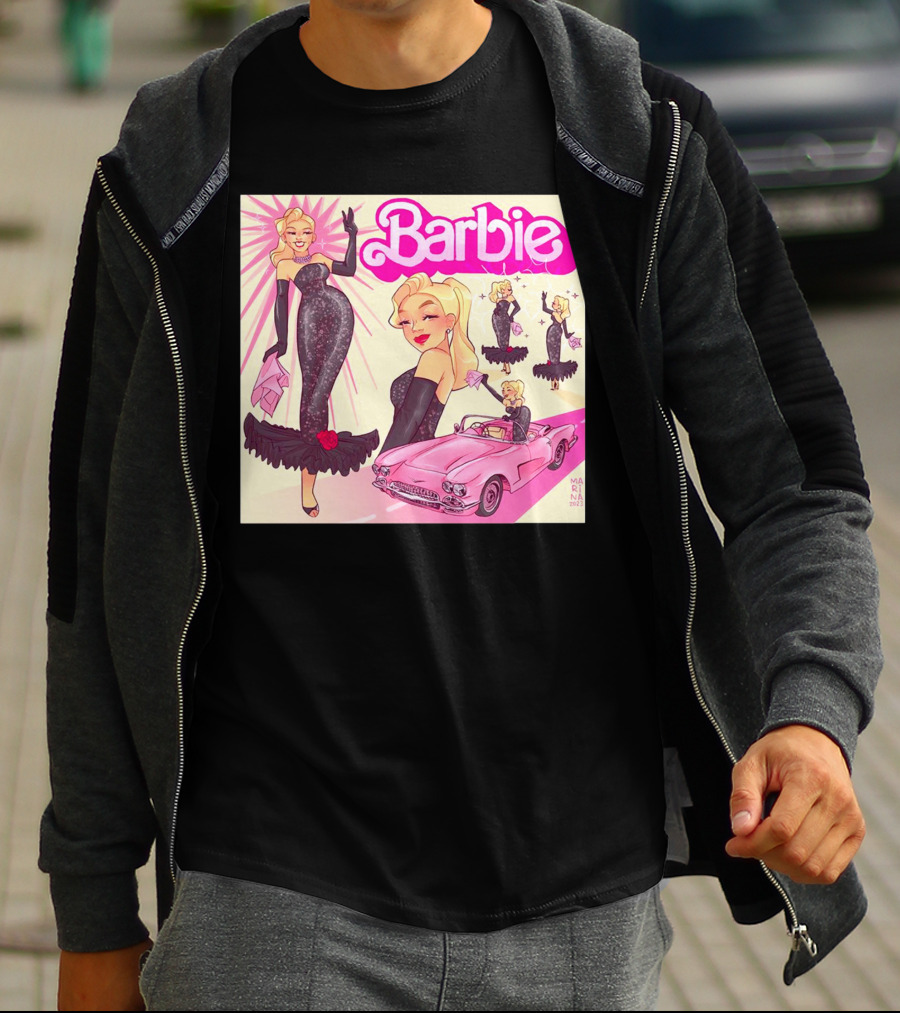 Barbie Glamorous Star With Pink Cadillac And Sparkling Dress T-Shirt