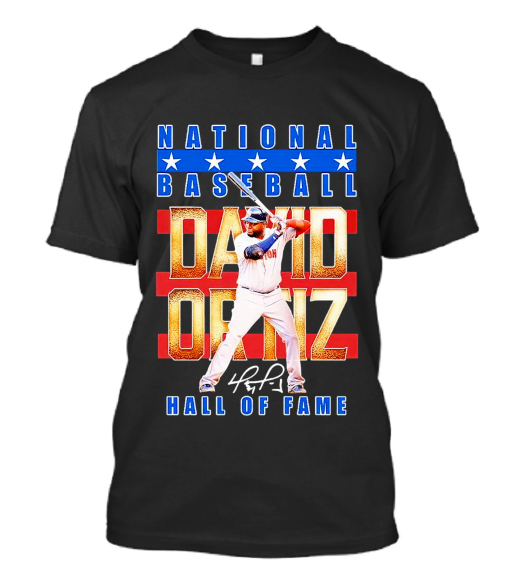 David Ortiz National Baseball Hall Of Fame Signature National Baseball Stars T-Shirt