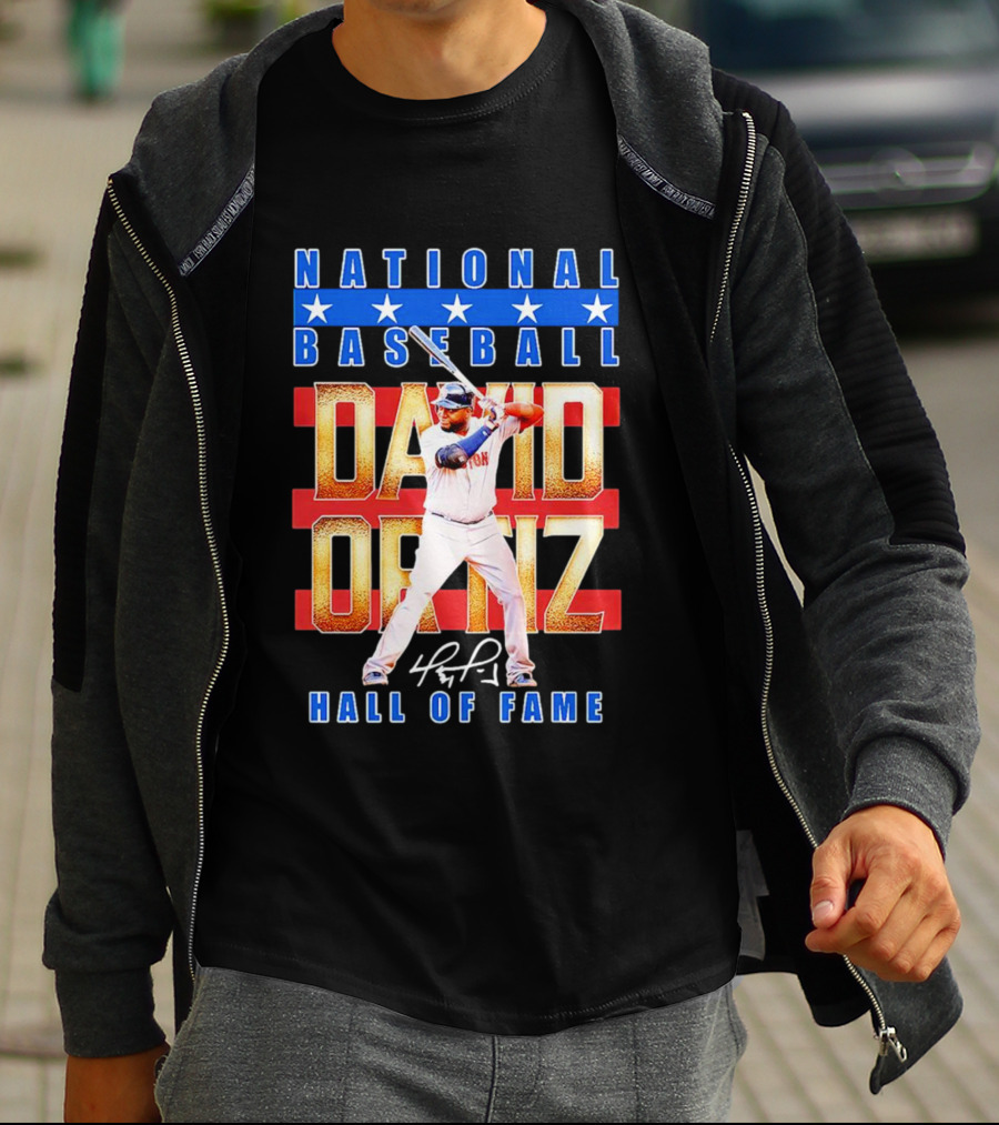 David Ortiz National Baseball Hall Of Fame Signature National Baseball Stars T-Shirt
