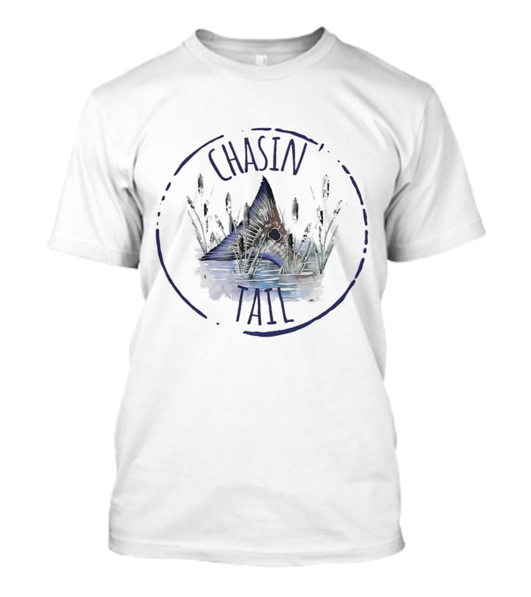 CHASIN' TAIL Fish Tail In Water With Reeds T-Shirt