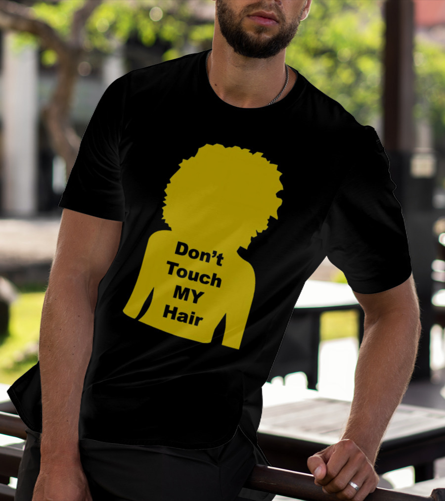 Don’t Touch My Hair Yellow Silhouette Afro Outline T-Shirt
