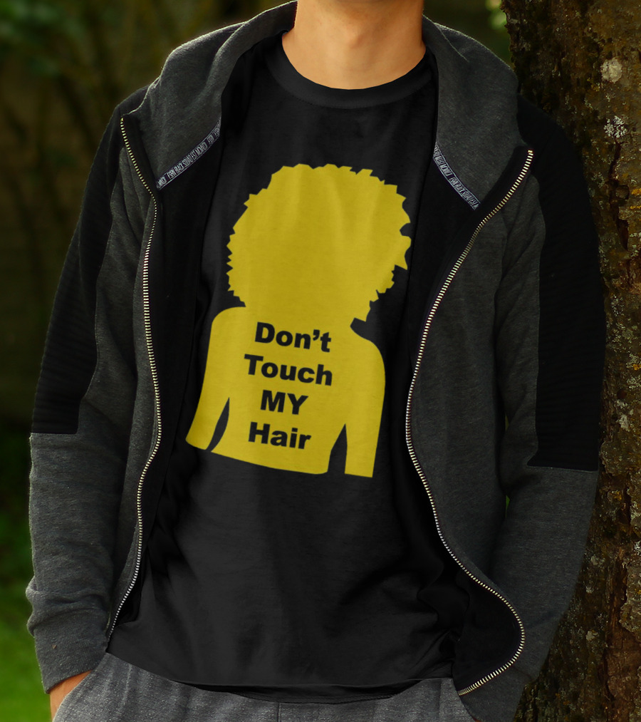 Don’t Touch My Hair Yellow Silhouette Afro Outline T-Shirt