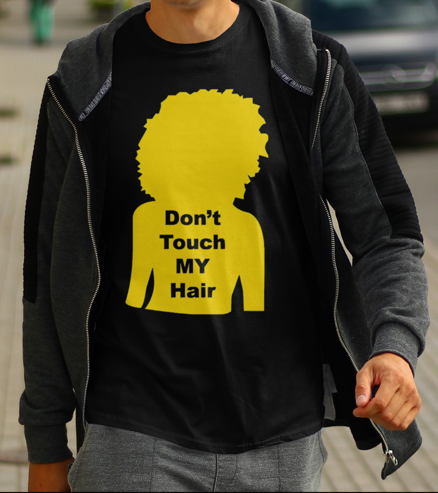 Don’t Touch My Hair Yellow Silhouette Afro Outline T-Shirt