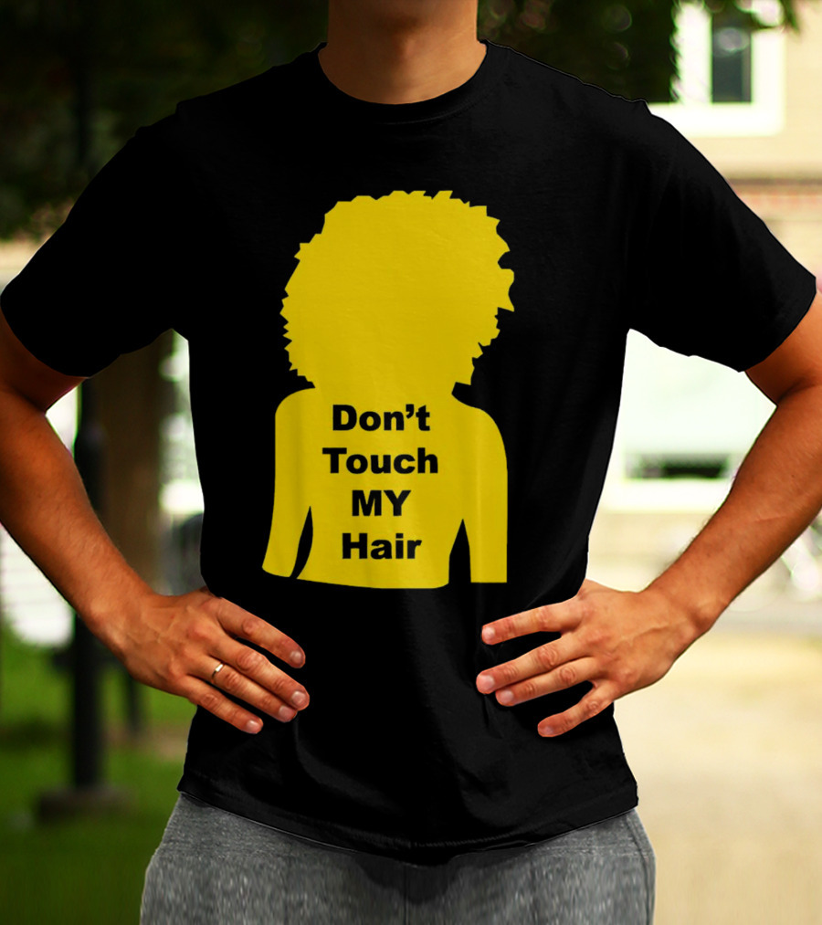 Don’t Touch My Hair Yellow Silhouette Afro Outline T-Shirt