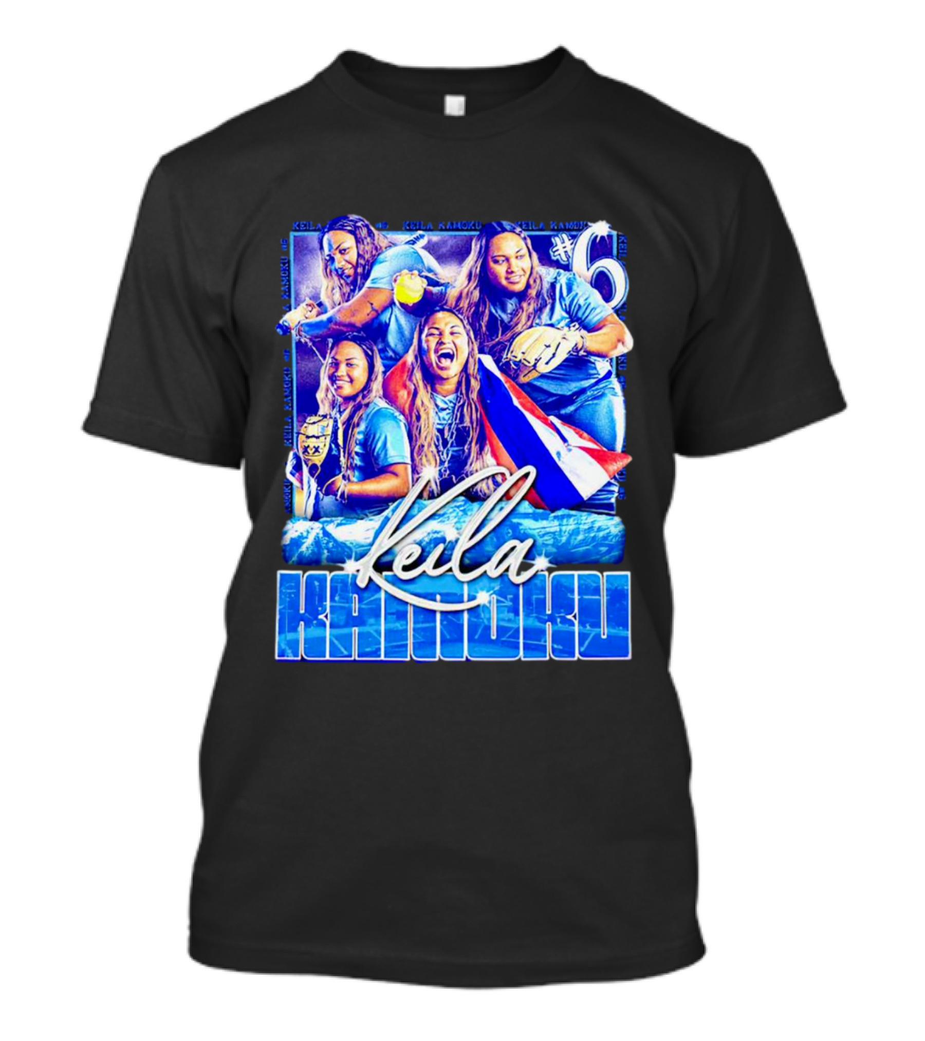 Keila Kamoku #6 Vintage Lightweight Flag And Softball Action T-Shirt