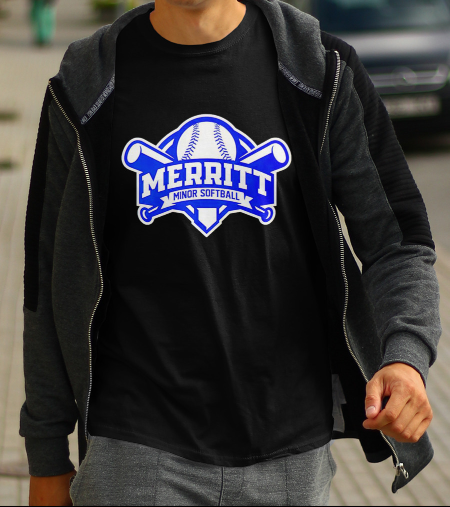 Merritt Minor Softball Baseball Crossed Bats Emblem T-Shirt