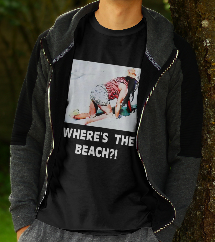 WHERE'S THE BEACH? Woman In Sand Picture T-Shirt