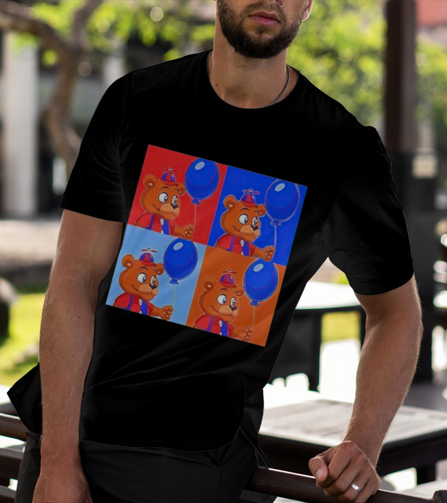 Balloon Freddy Pop Art Style Multicolor Collage T-Shirt