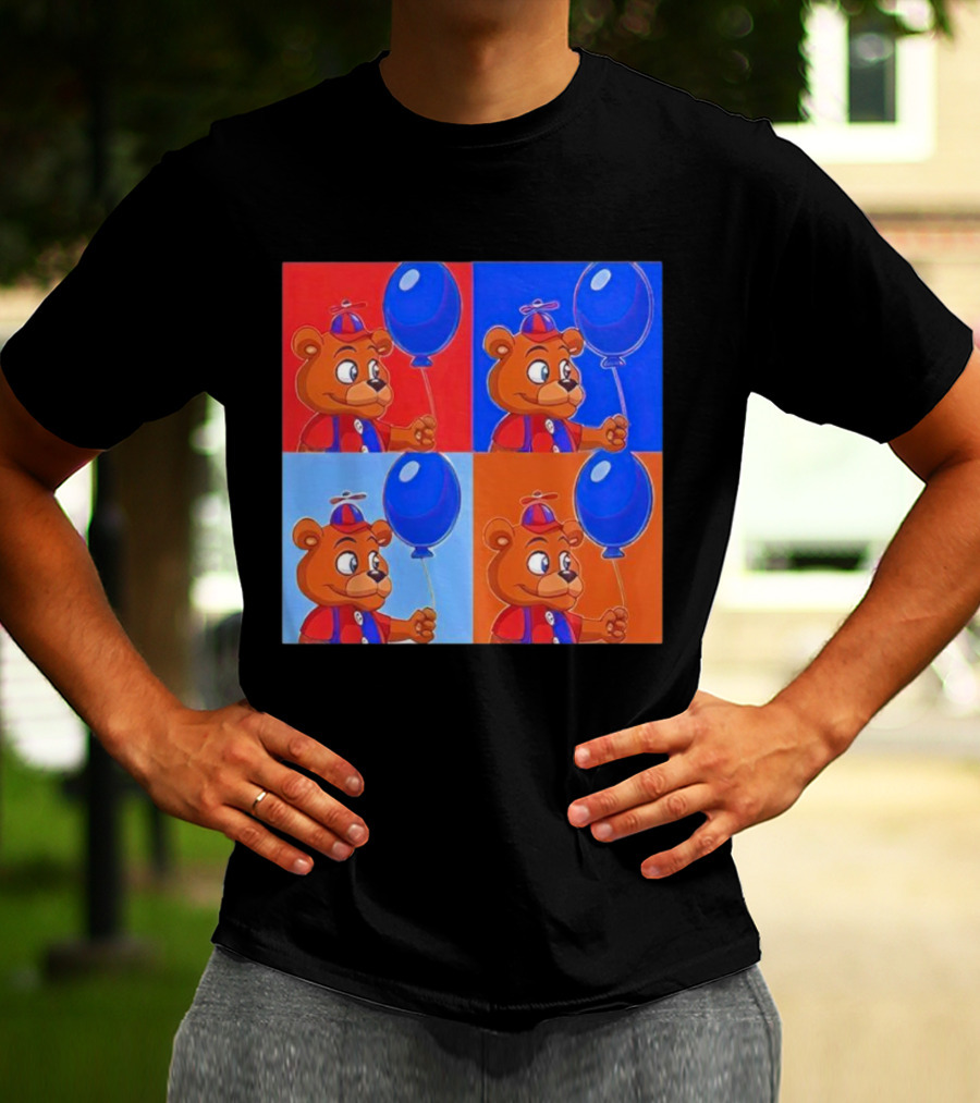 Balloon Freddy Pop Art Style Multicolor Collage T-Shirt