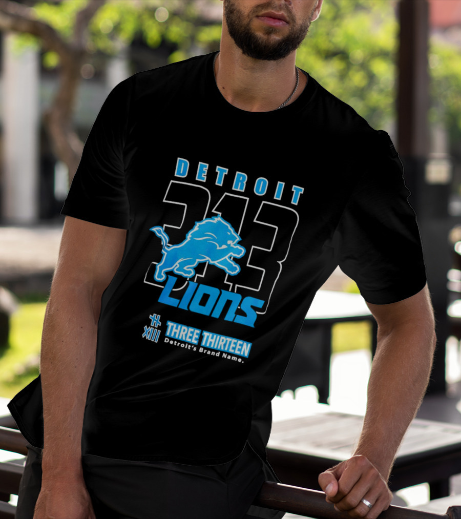 Detroit 313 Detroit Lions Three Thirteen XIII Brand Name T-Shirt