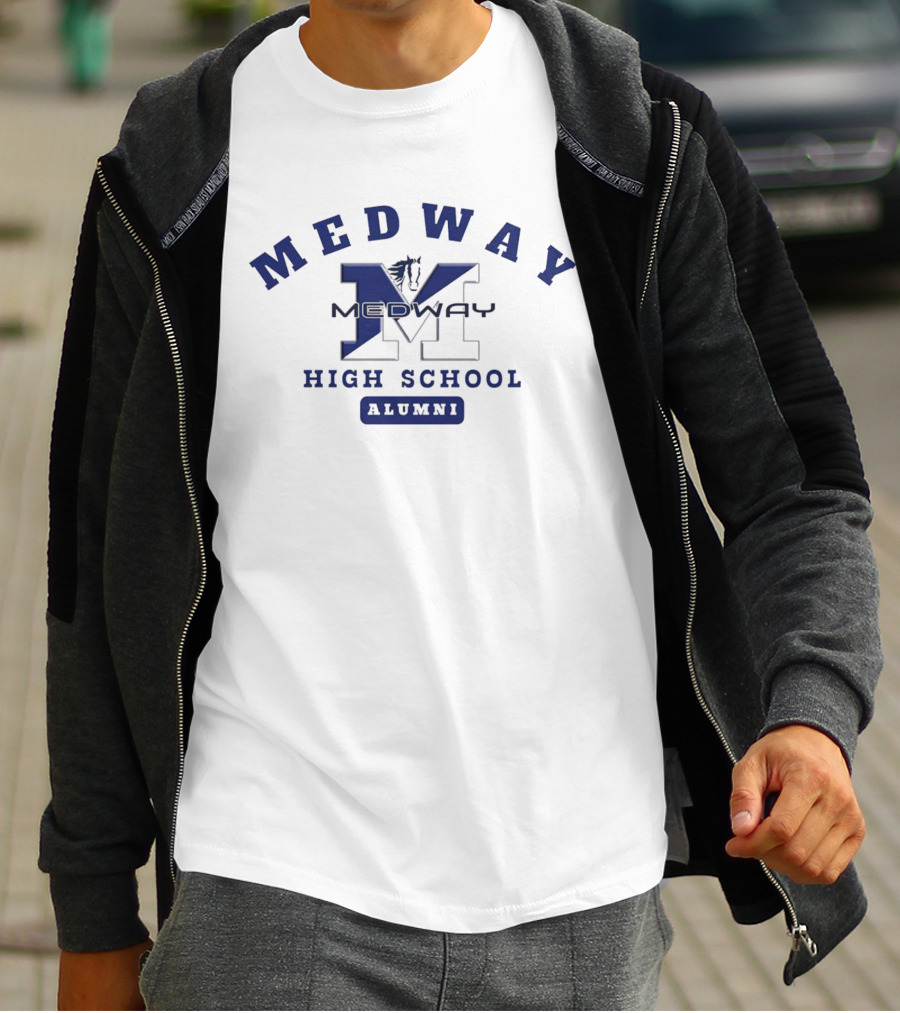 Medway High School Alumni Navy Blue Horse T-Shirt
