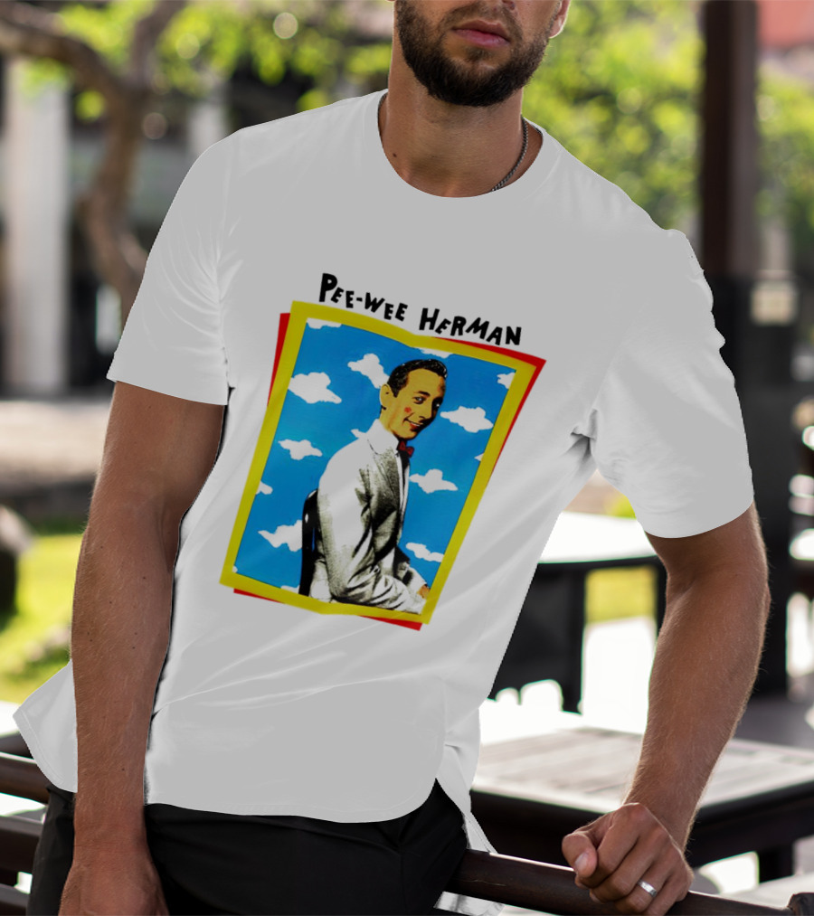 Pee-Wee Herman Paul Reubens Retro Pop Art Style Bright Blue Background T-Shirt