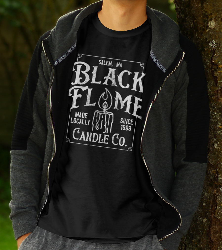 Salem MA Black Flame Candle Co Made Locally Since 1693 T-Shirt