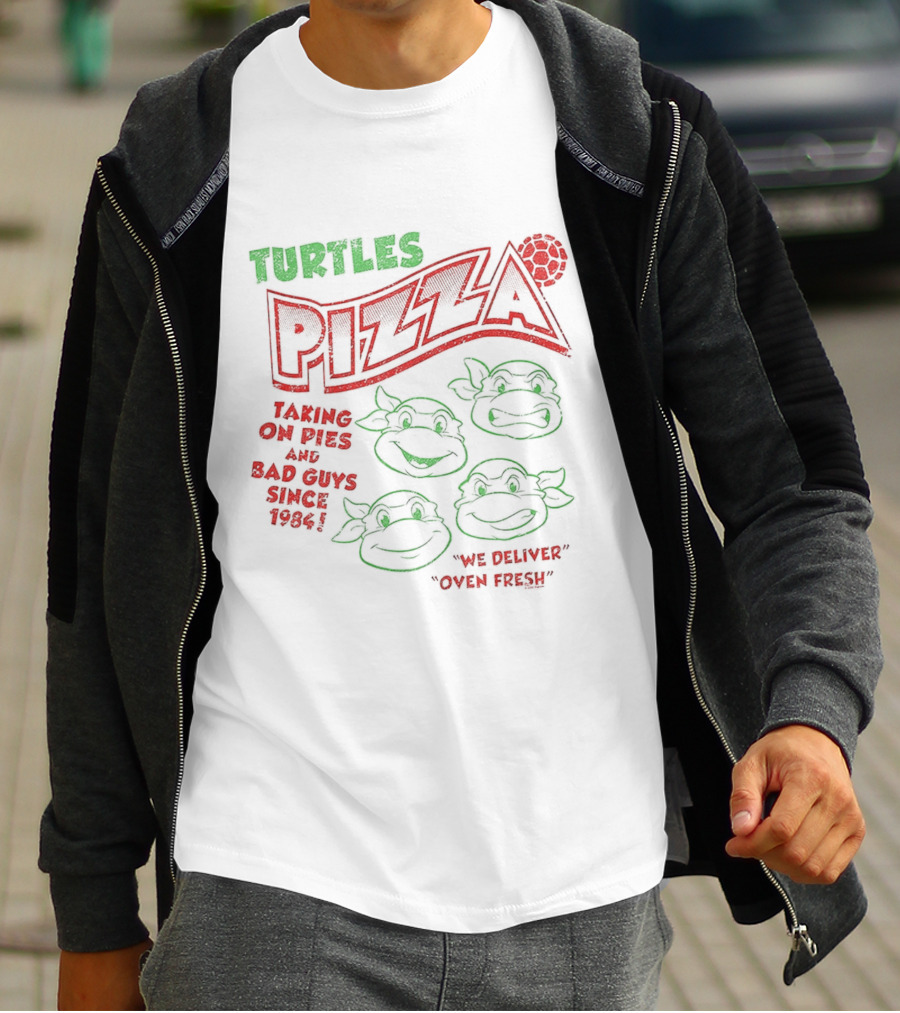 Turtles Pizza Taking On Pies And Bad Guys Since 1984 Teenage Mutant Ninja Turtles We Deliver Oven Fresh T-Shirt
