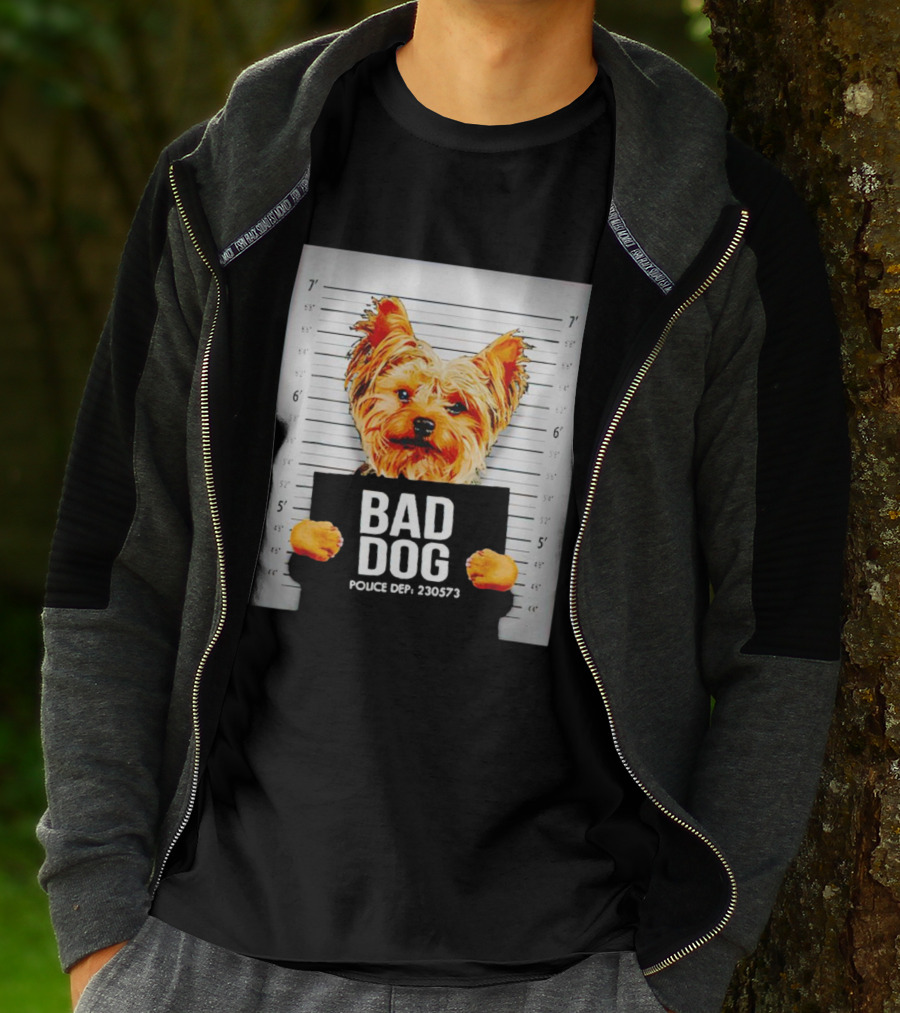 Bad Dog Yorkie Mugshot Police Dept 230573 T-Shirt