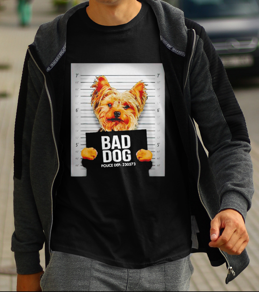 Bad Dog Yorkie Mugshot Police Dept 230573 T-Shirt