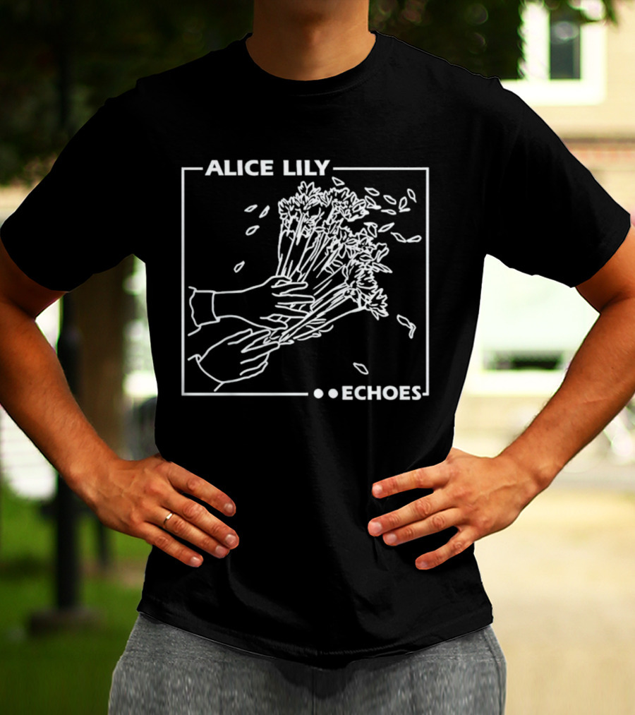 ALICE LILY ECHOES Floral Line Art Hands Petals T-Shirt