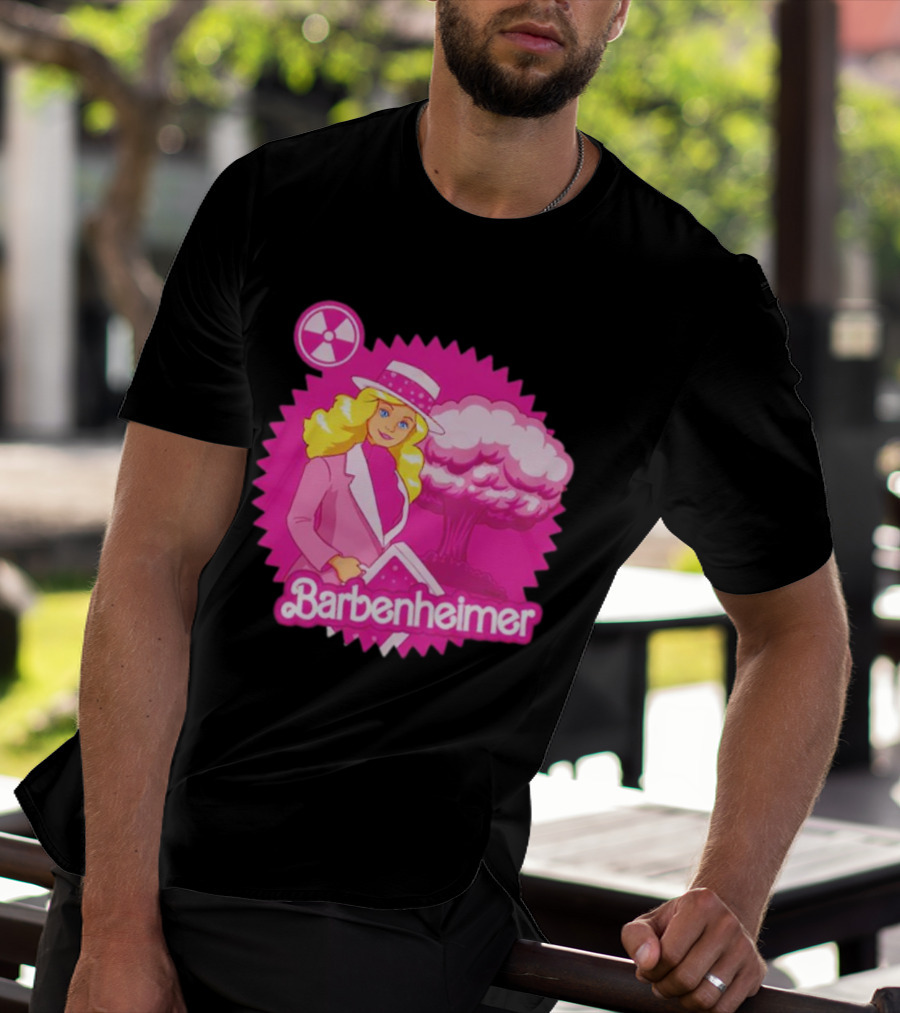 Barbenheimer Pink Explosion Icon With Radioactive T-Shirt