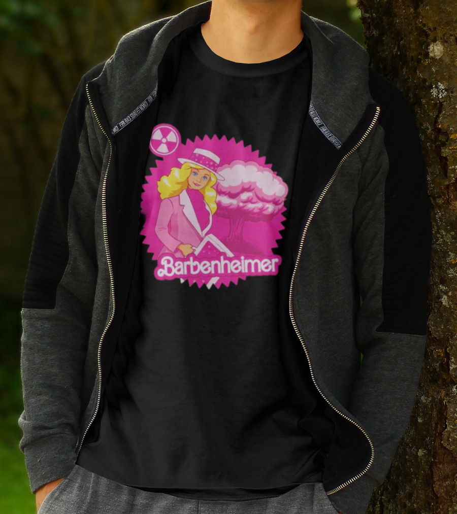 Barbenheimer Pink Explosion Icon With Radioactive T-Shirt