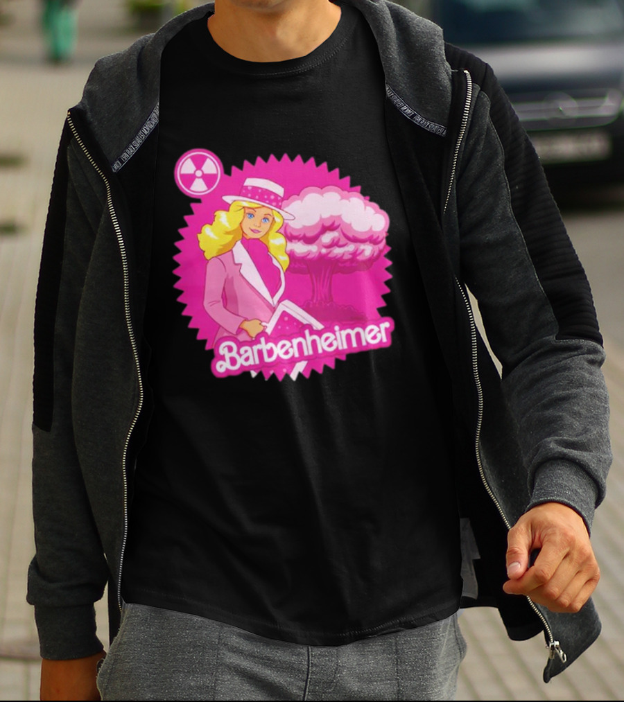 Barbenheimer Pink Explosion Icon With Radioactive T-Shirt