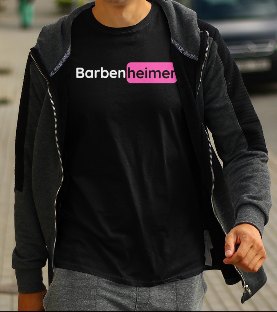 Barbenheimer Text Minimalist Black And Pink T-Shirt