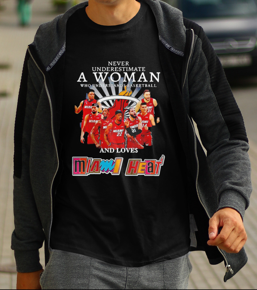 Never Underestimate A Woman Who Understands Basketball And Loves Miami Heat T-Shirt