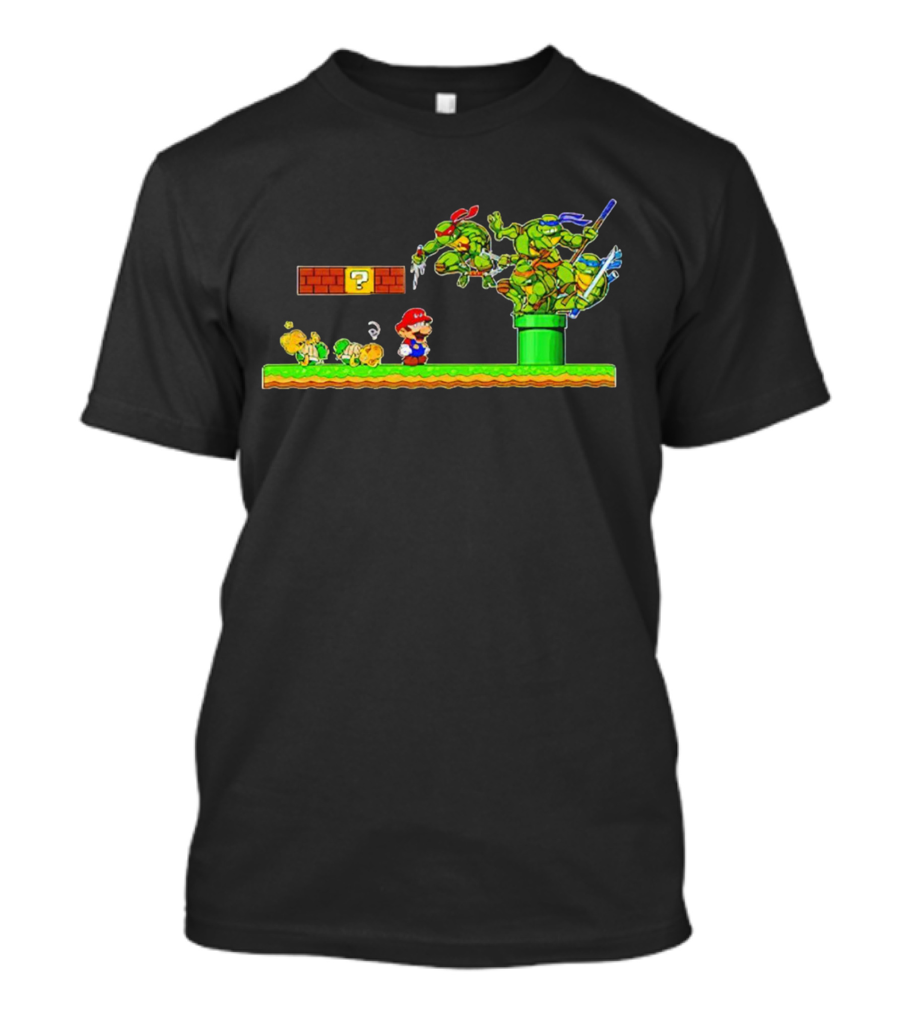 Super Mario Meets Teenage Mutant Ninja Turtles In Epic Mashup Scene T-Shirt