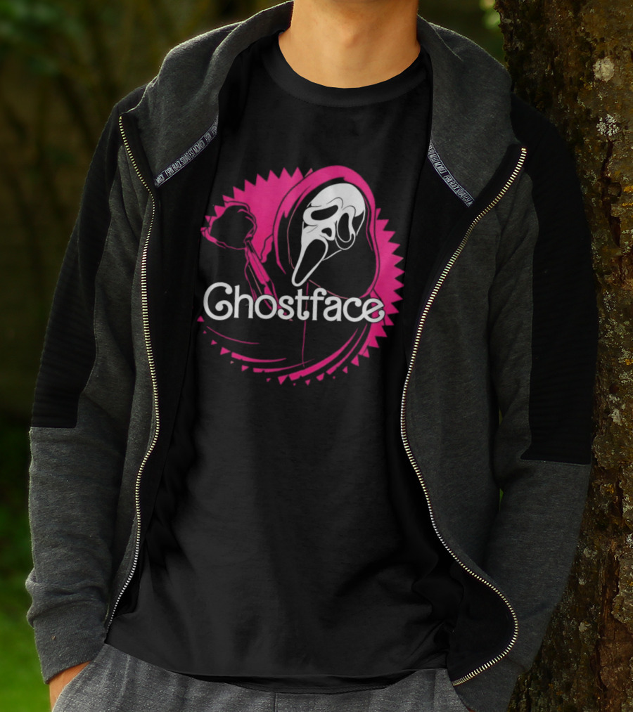 Ghostface Neon Pink Horror Icon In Vibrant T-Shirt